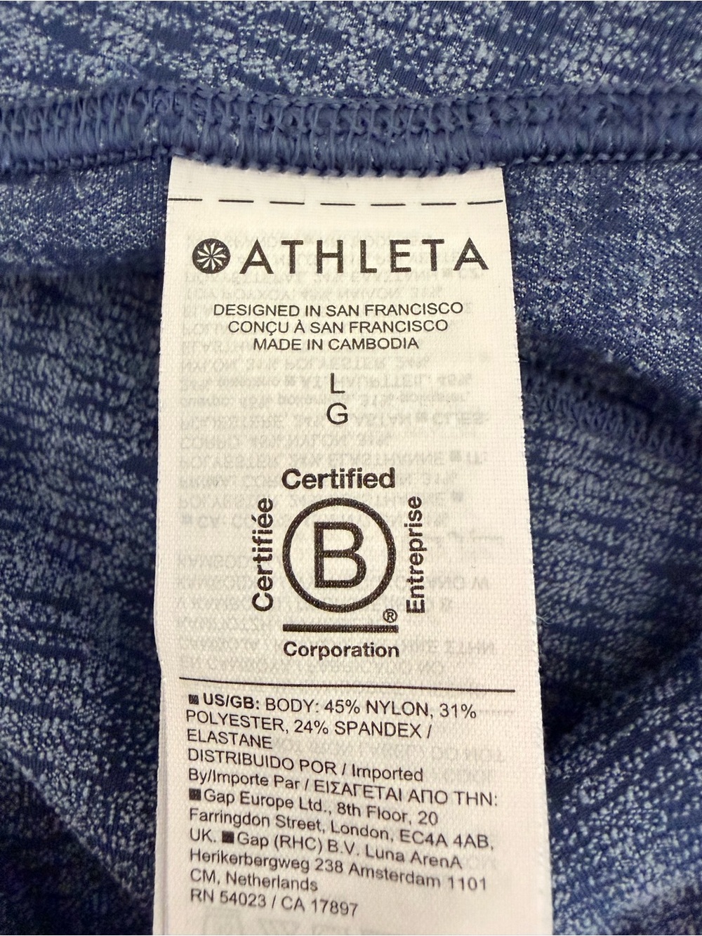 Athleta Elation Textured Straight Leg Dark Blue High-Rise Leggings | L - Picture 6 of 6